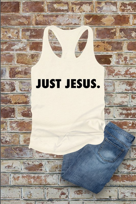 Just Jesus, Christian, Women Fit Fitted Racerback Tank Top