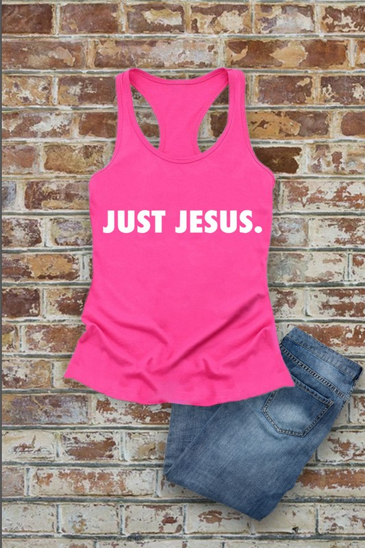 Just Jesus, Christian, Women Fit Fitted Racerback Tank Top