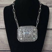 WESTERN COUNTY FAIR GRAND CHAMPION  PLATE BULKY CHAIN STATEMENT NECKLACE
