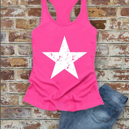 Distressed Star, Fourth of July, Women Fit Fitted Racerback Tank Top