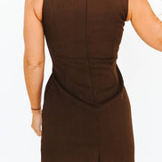 Brown Solid Tank Sleeveless Dress: S