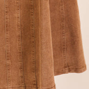Strapless Stretch Denim Midi Dress: Mocha / S