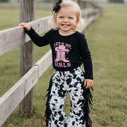 Western cowgirl romper & cow pant baby boutique set 2601096M