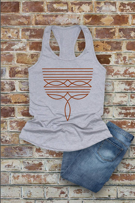 Western Boot Stitch, Women Fitted Racerback Tank Top