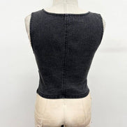 Lace-Up Corset Stretch Denim Top 2: Light Denim / S