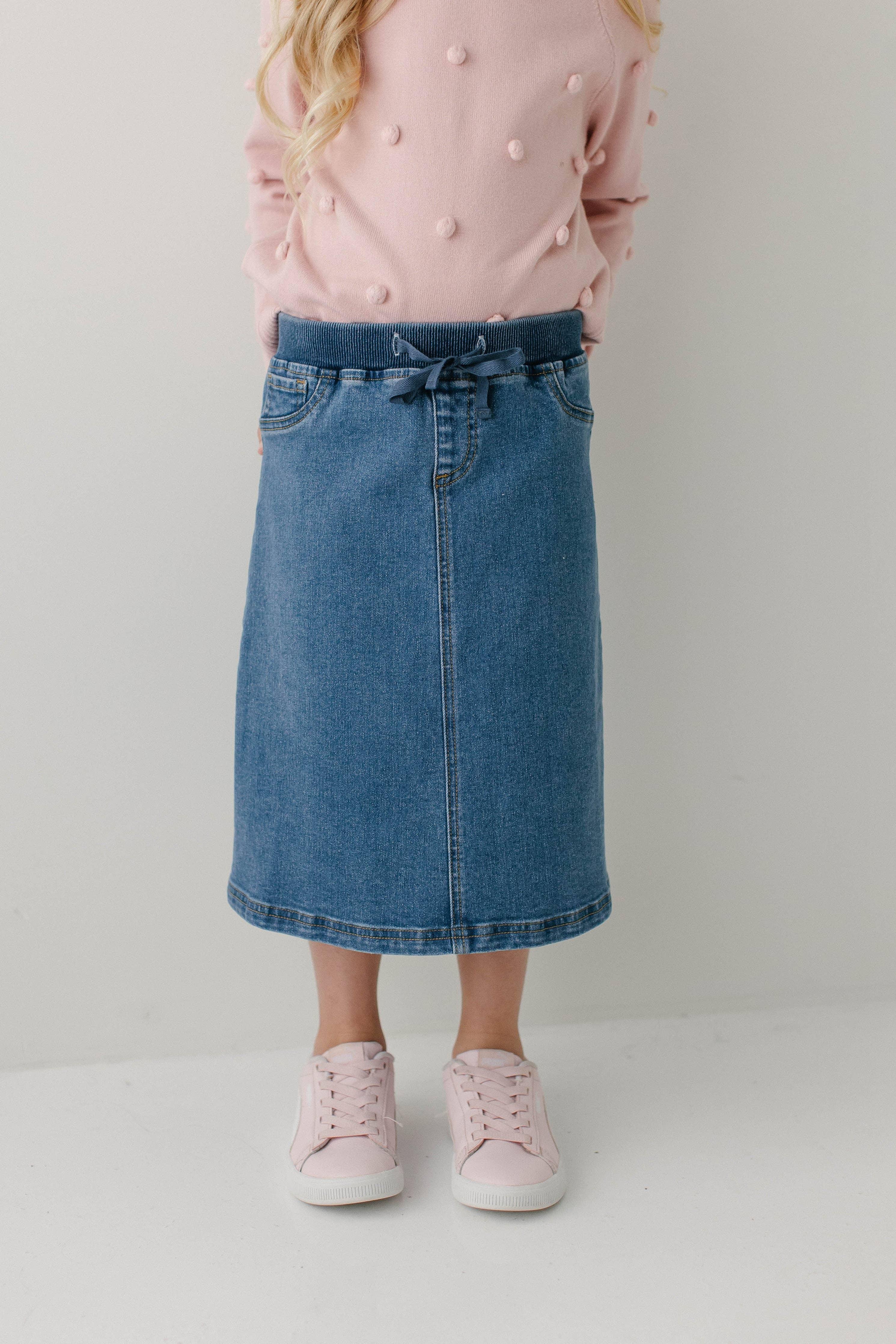 Ava Girl Denim Skirt in Medium Wash