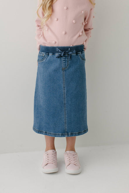 Ava Girl Denim Skirt in Medium Wash