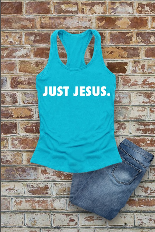 Just Jesus, Christian, Women Fit Fitted Racerback Tank Top