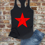 Distressed Star, Fourth of July, Women Fit Fitted Racerback Tank Top