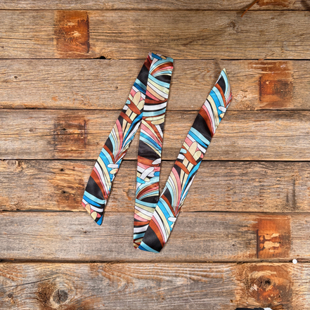 Blue and Brown Western Skinny Mini Wild Rag Scarf / Cowgirl Necktie #TW317