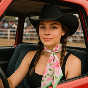 Pink and Green Western Skinny Mini Wild Rag Scarf / Cowgirl Necktie #TW139