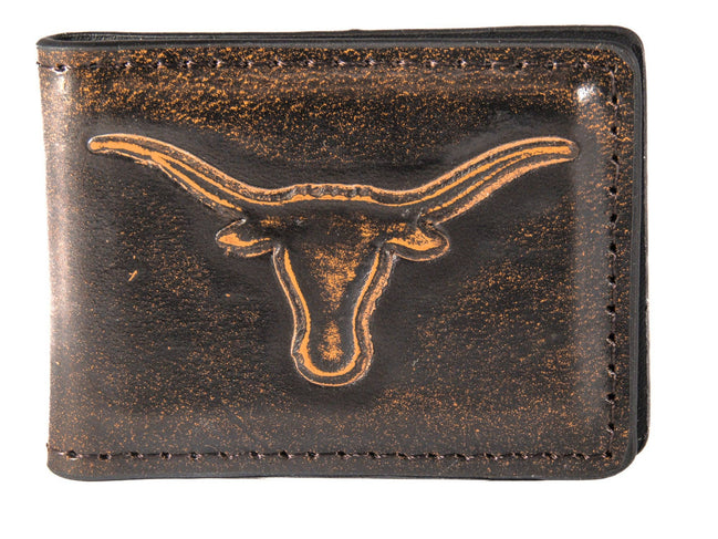 Texas Longhorns Burnished Leather Money Clip