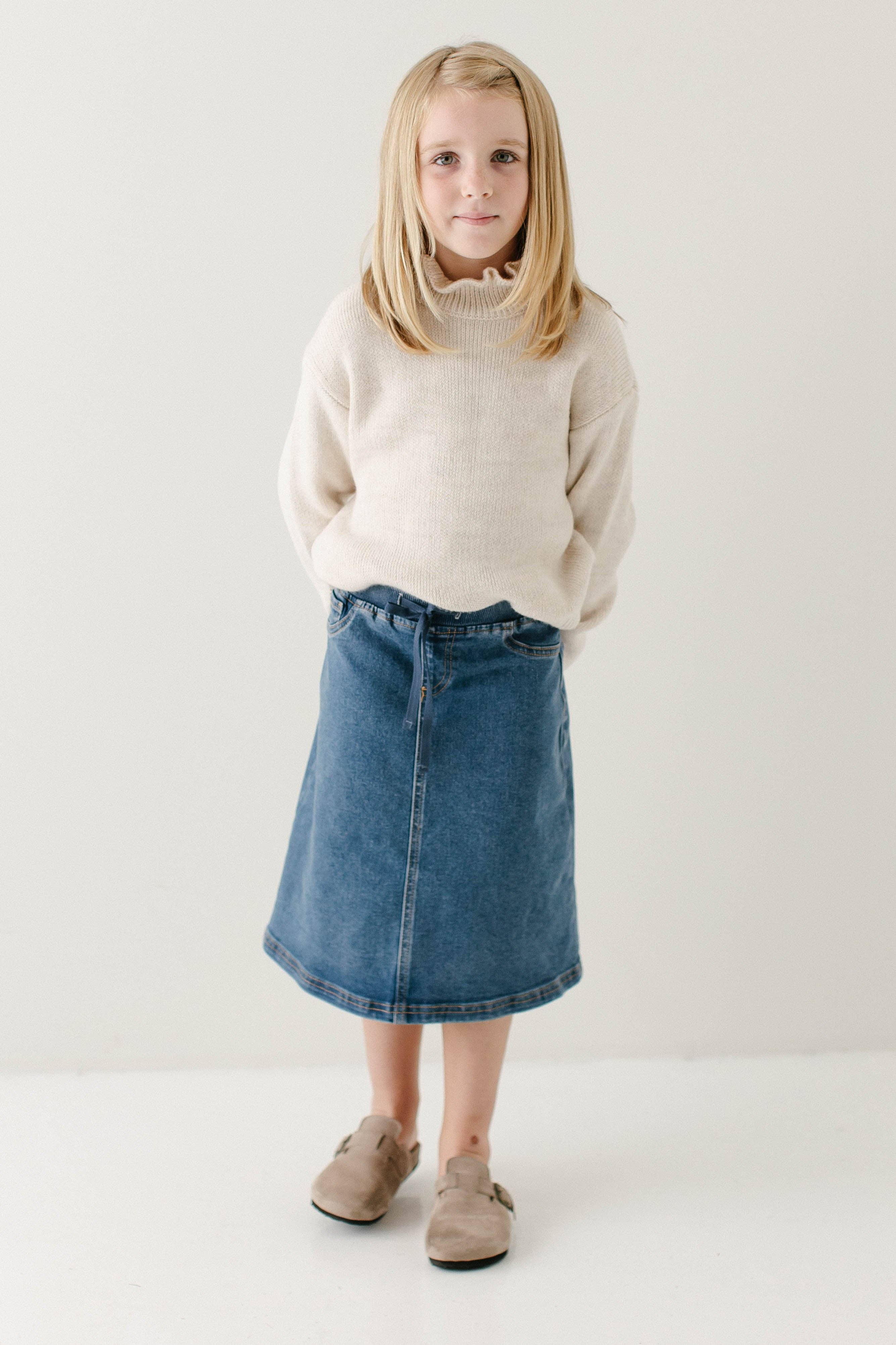 Ava Girl Denim Skirt in Medium Wash