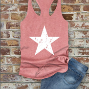 Distressed Star, Fourth of July, Women Fit Fitted Racerback Tank Top