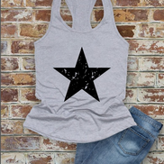 Distressed Star, Fourth of July, Women Fit Fitted Racerback Tank Top