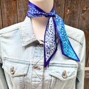 Blue and White Western Skinny Mini Wild Rag Scarf / Cowgirl Necktie #TW104