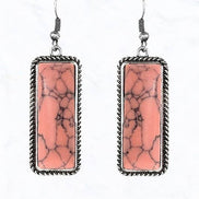 Rectangle Semi Genuine Stone Western Earrings