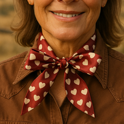 Burgundy and Cream Western Skinny Mini Wild Rag Scarf / Cowgirl Necktie #TW334
