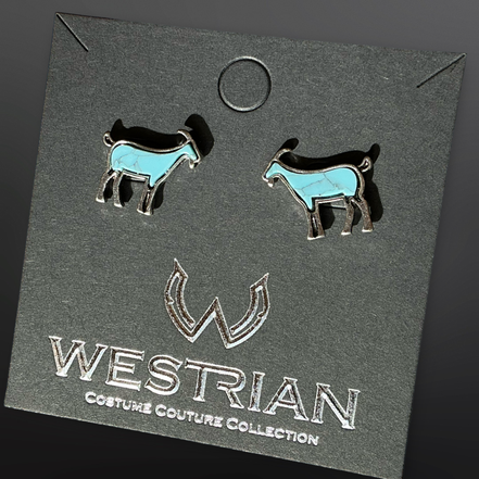 Farm Animal Faux Turquoise Earrings Cow Horse Pig Goat