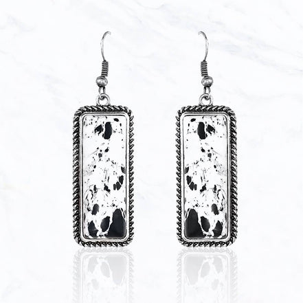 Rectangle Semi Genuine Stone Western Earrings