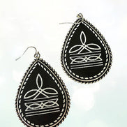 WESTERN BOOTSTITCH TEARDROP EARRING