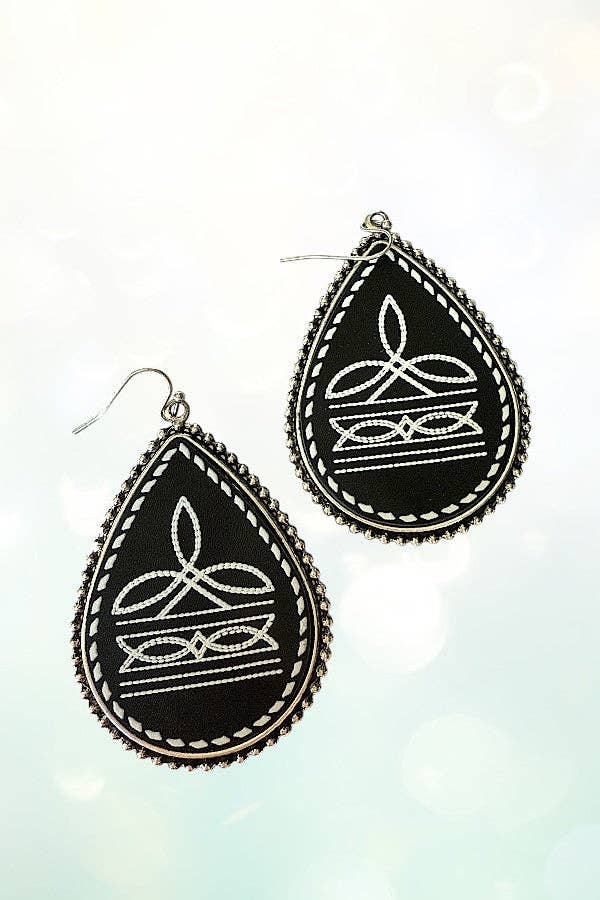WESTERN BOOTSTITCH TEARDROP EARRING