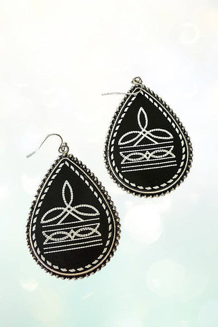 WESTERN BOOTSTITCH TEARDROP EARRING