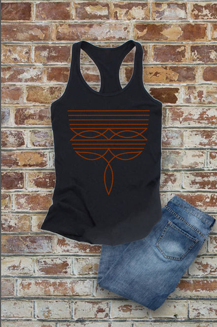 Western Boot Stitch, Women Fitted Racerback Tank Top