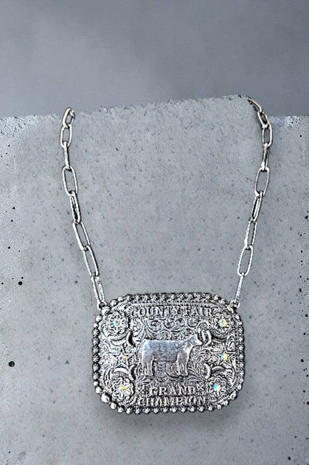 WESTERN COUNTY FAIR GRAND CHAMPION  PLATE BULKY CHAIN STATEMENT NECKLACE