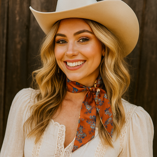 Brown and Tan Western Skinny Mini Wild Rag Scarf / Cowgirl Necktie #TW137