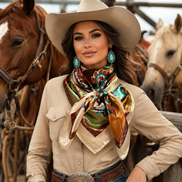 Brown and Cream Floral Wild Rag - Western Scarf