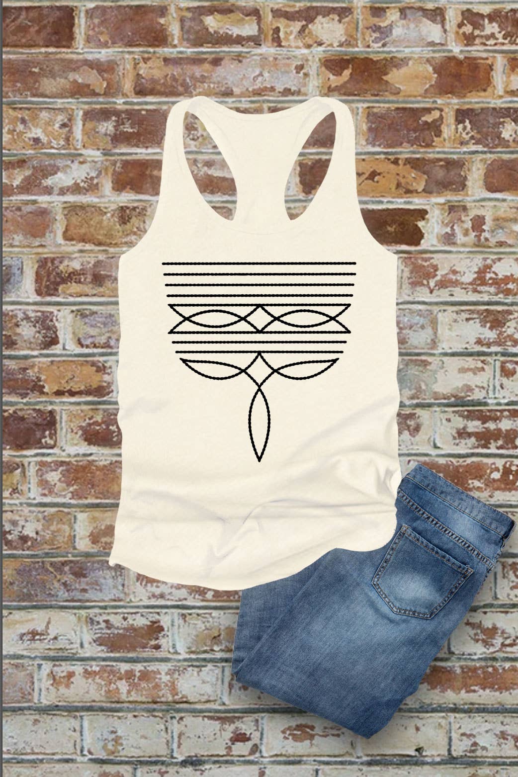 Western Boot Stitch, Women Fitted Racerback Tank Top
