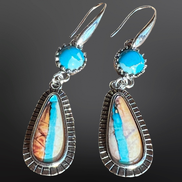 Faux Turquoise Ribbon Cut Earrings