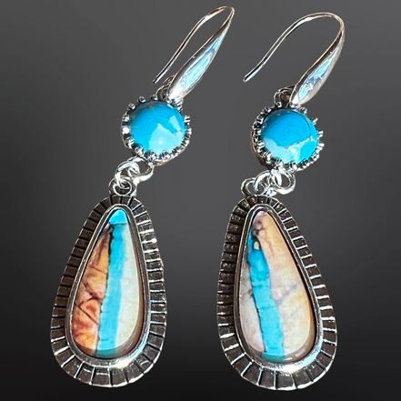 Faux Turquoise Ribbon Cut Earrings