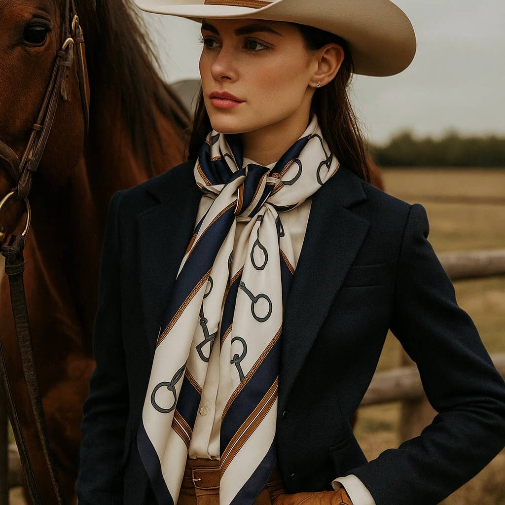 Western Equestrian Snaffle Bit Satin Scarf Wild Rag
