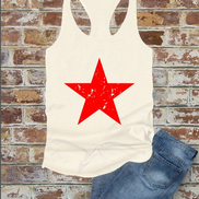 Distressed Star, Fourth of July, Women Fit Fitted Racerback Tank Top