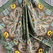 Olive Tone Paisley Wild Rag - Western Scarf