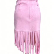 Western Vintage Cowboy Faux Suede Fringe Skirt