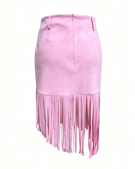 Western Vintage Cowboy Faux Suede Fringe Skirt