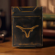 Texas Longhorns Burnished Leather Magnetic Front Pocket Wallet