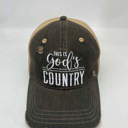God’s Country Distressed Embroidered Trucker Cap Hat