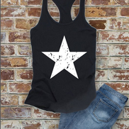 Distressed Star, Fourth of July, Women Fit Fitted Racerback Tank Top