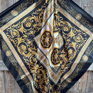 Black and Gold Floral Wild Rag - Western Scarf