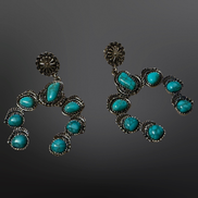 Faux Turquoise Naja Squash Blossom Earrings