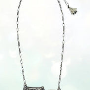 WESTERN ETCHED COW AND PIG PENDANT NECKLACE