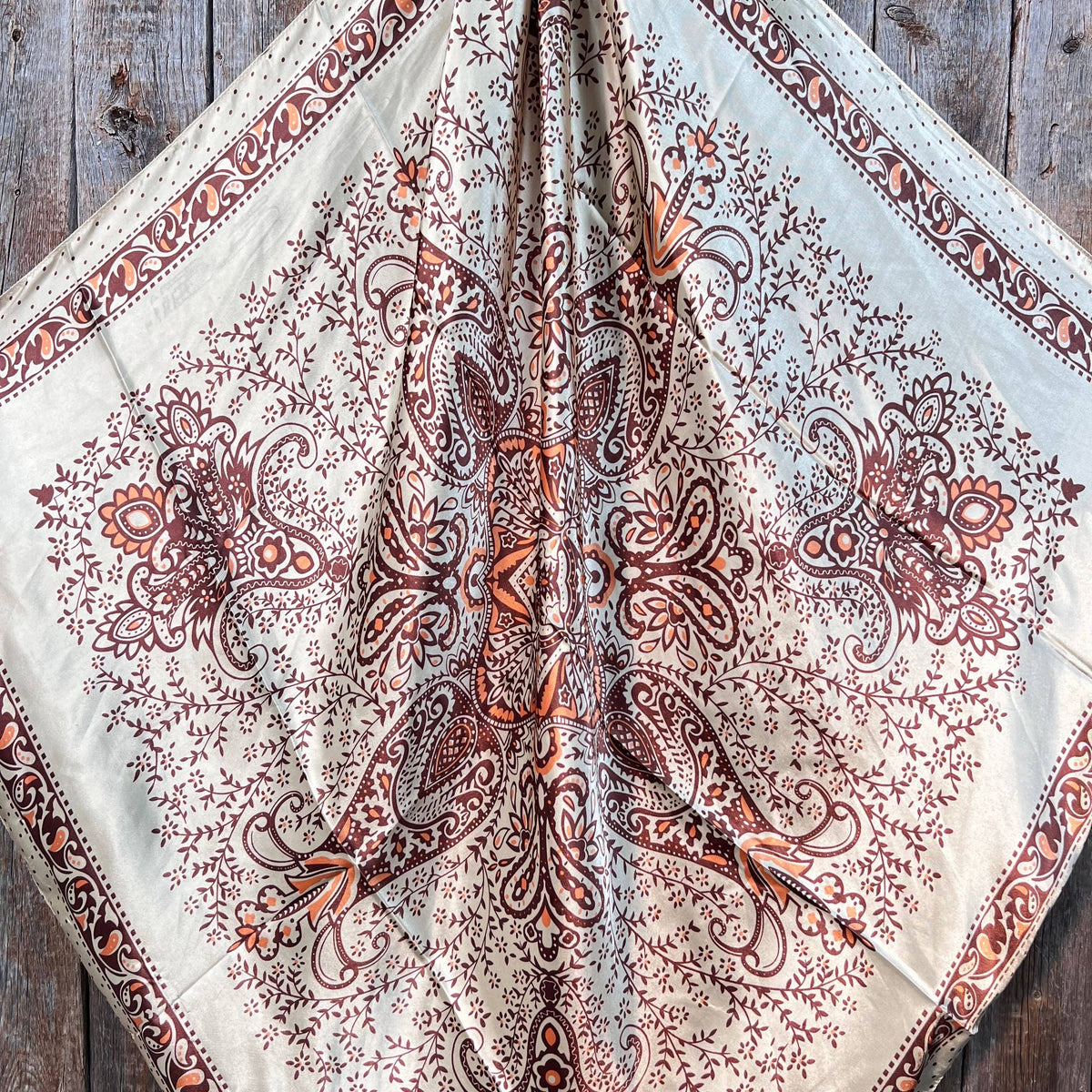 Tan/Brown Polka Dot & Paisley Wild Rag - Western Scarf
