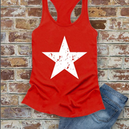 Distressed Star, Fourth of July, Women Fit Fitted Racerback Tank Top