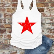 Distressed Star, Fourth of July, Women Fit Fitted Racerback Tank Top