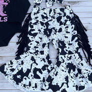 Western cowgirl romper & cow pant baby boutique set 2601096M