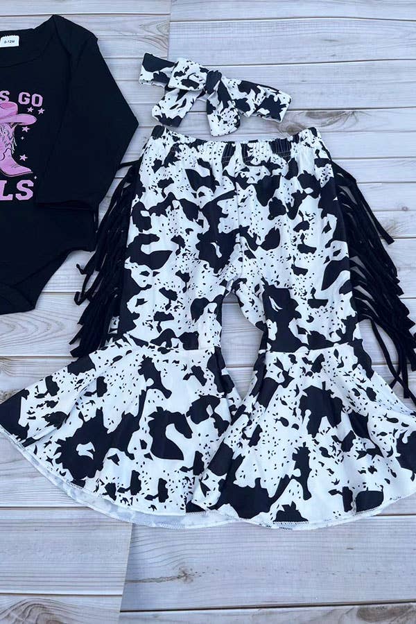 Western cowgirl romper & cow pant baby boutique set 2601096M